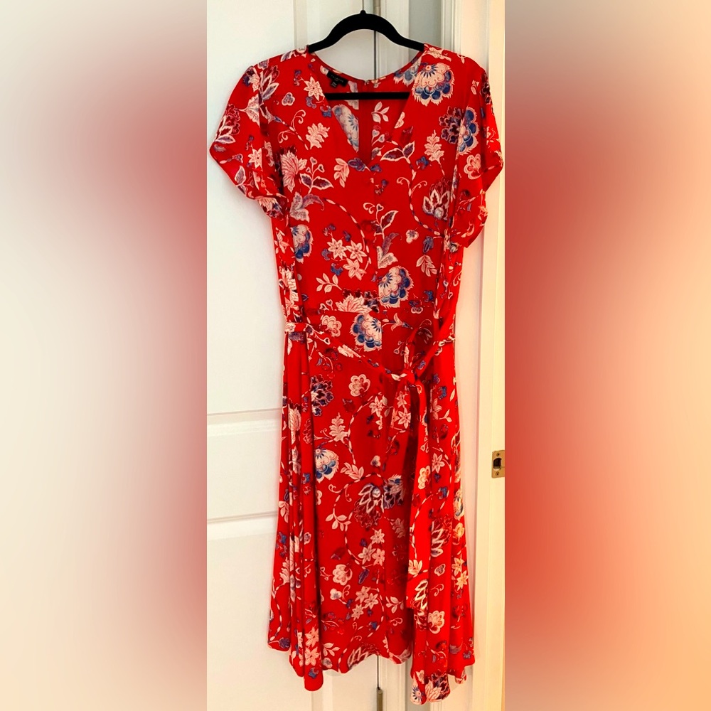 Talbots red floral paisley V-neck dress 20W